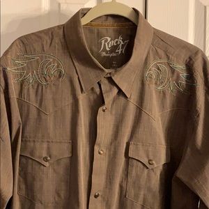 Wrangler Men's XXL Rock 47 Shirt with Snap Cuffs